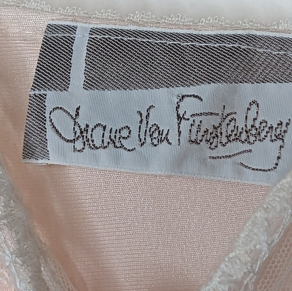 Vintage Diane Von Furstenberg Lingerie Medium Pink Nylon Lace Nightgown Midi - Picture 5 of 14